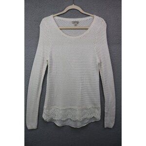Lucky Brand Open Knit Sheer Sweater Tunic-Lace-Size Large